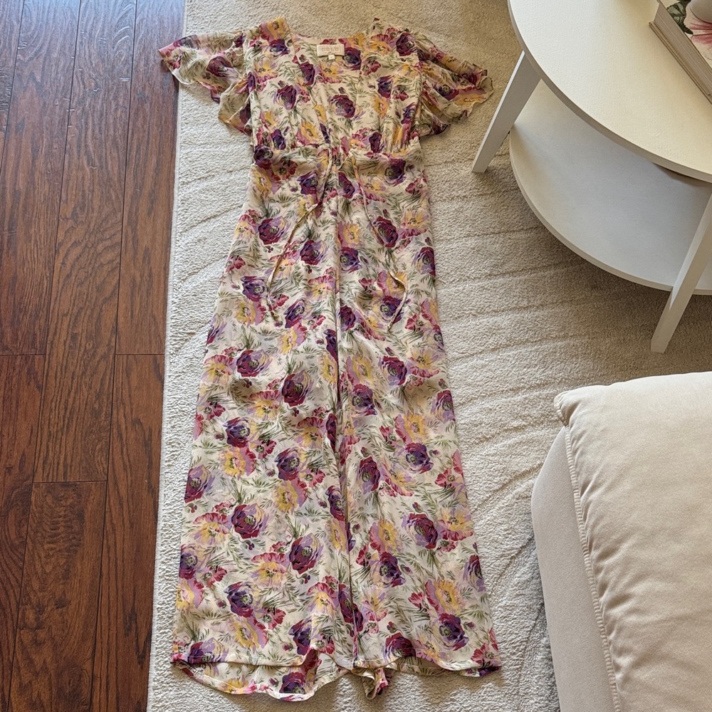 Stone Cold Fox Floral Maxi Jumpsuit in Purple and Cream